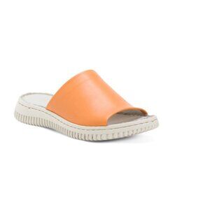 RIZZOLI Orange Made In Italy Leather Slide Platforms
